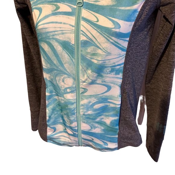Justice Active gray blue and green zip jacket with thumb holes size 10 - Picture 7 of 9